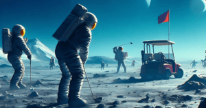 Imagem Ilustrativa de Astronautas jogando Golfe na Lua