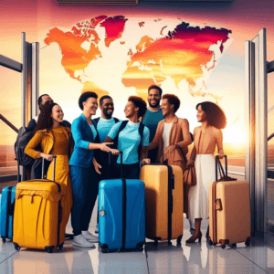 Imagem de Pessoas com malas em um Aeroporto
