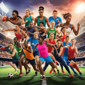 Imagem de vários atletas de todos os esportes